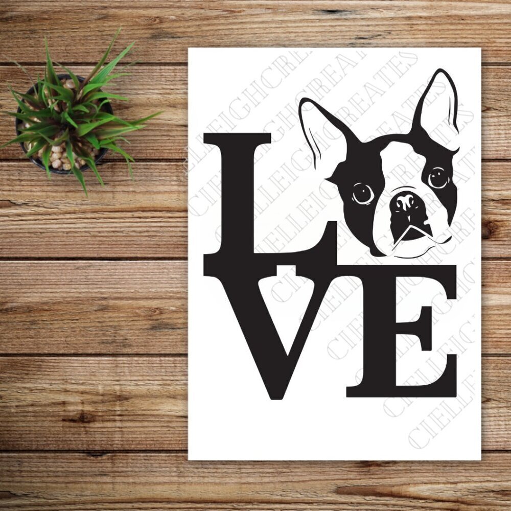 *2 for $20* Boston Terrier Love vinyl decal Sticker Handcrafted